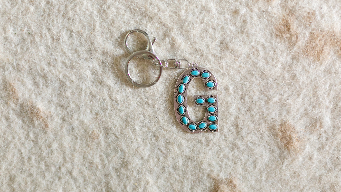 Turquoise Initial Keychain