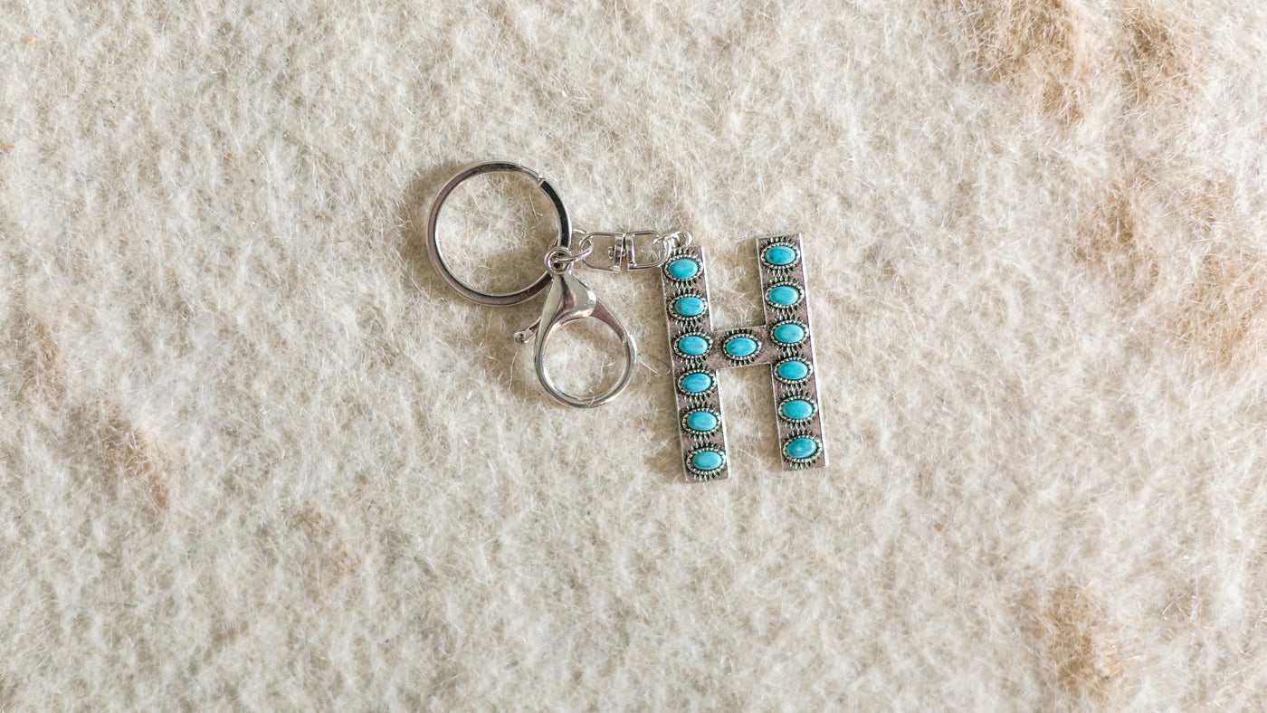 Turquoise Initial Keychain