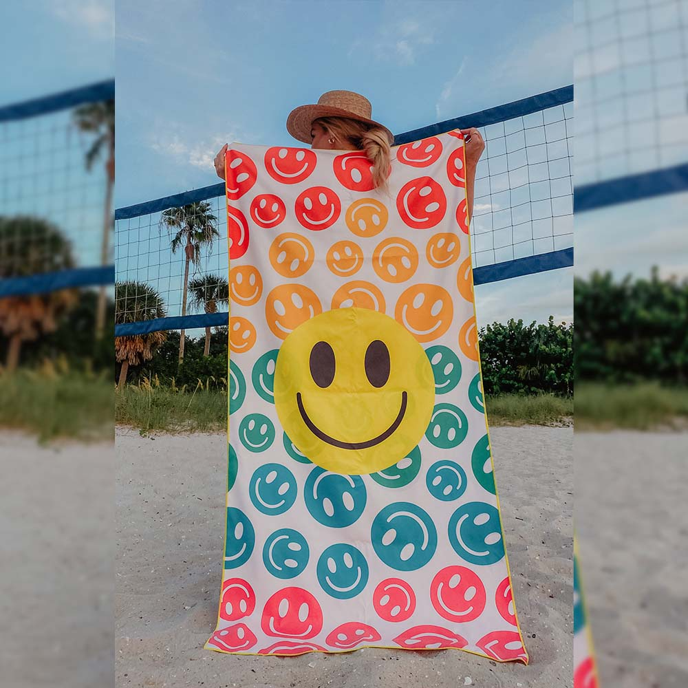 Happiness Repeating Quick Dry Beach Towel
