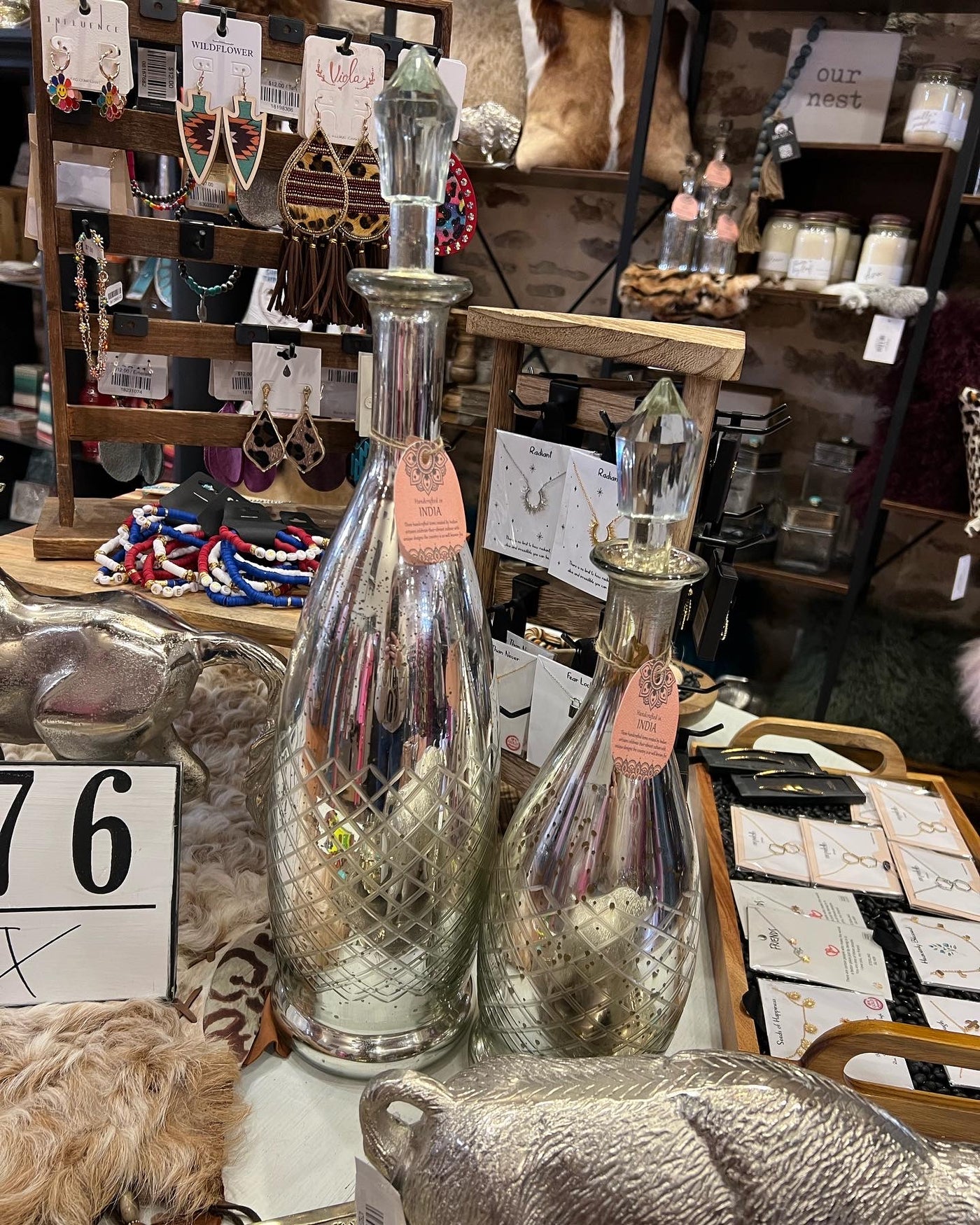 Etched Mercury Glass Vases - Brazen Ranch