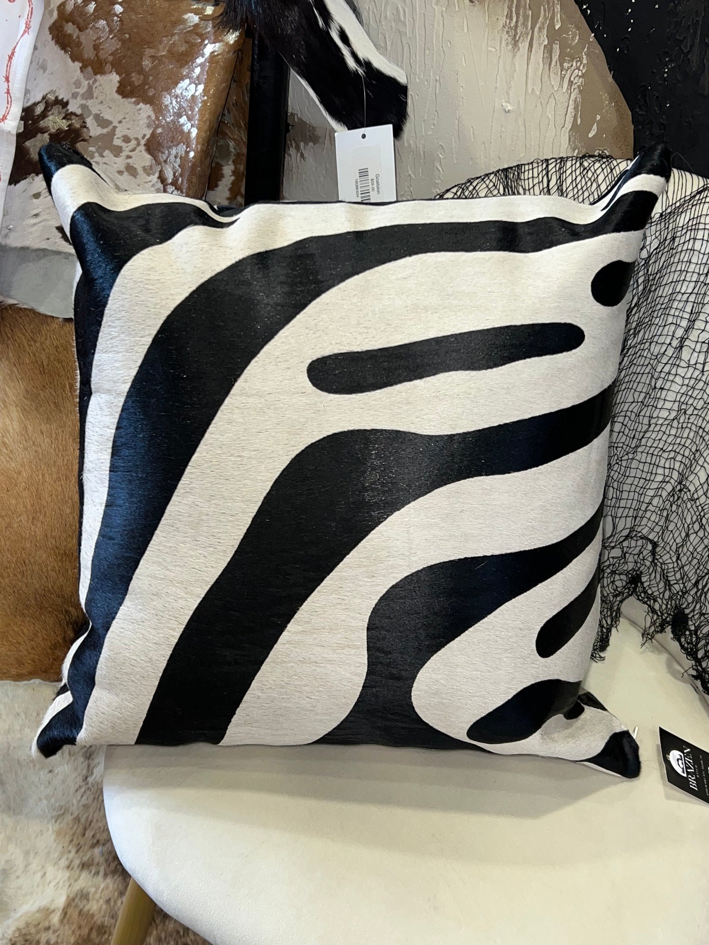 20 inch zebra pillow - Brazen Ranch