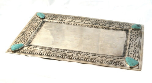 Large Stamped Tray With Turquoise - Brazen Ranch