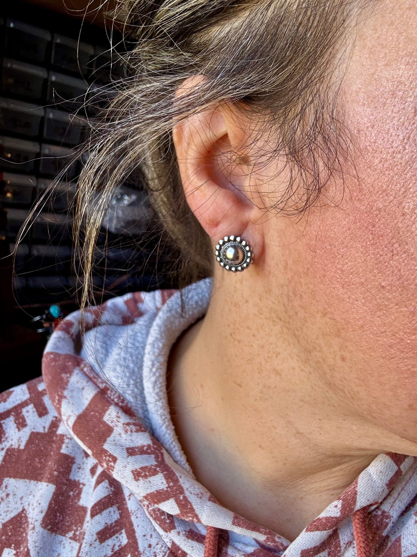 Mini Sterling Silver Concho Stud Earrings – Made in the USA