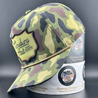 Woodland Camo Patch “Cowboy Hat” - Performance Rope Hat