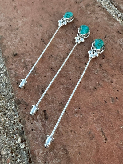Handmade Sterling Silver and Turquoise Hat Pin