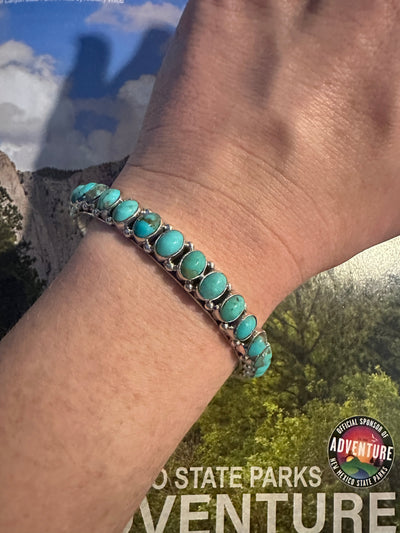 Beautiful Handmade Turquoise Sterling Silver Bangle By Dan Dodson lighter tones