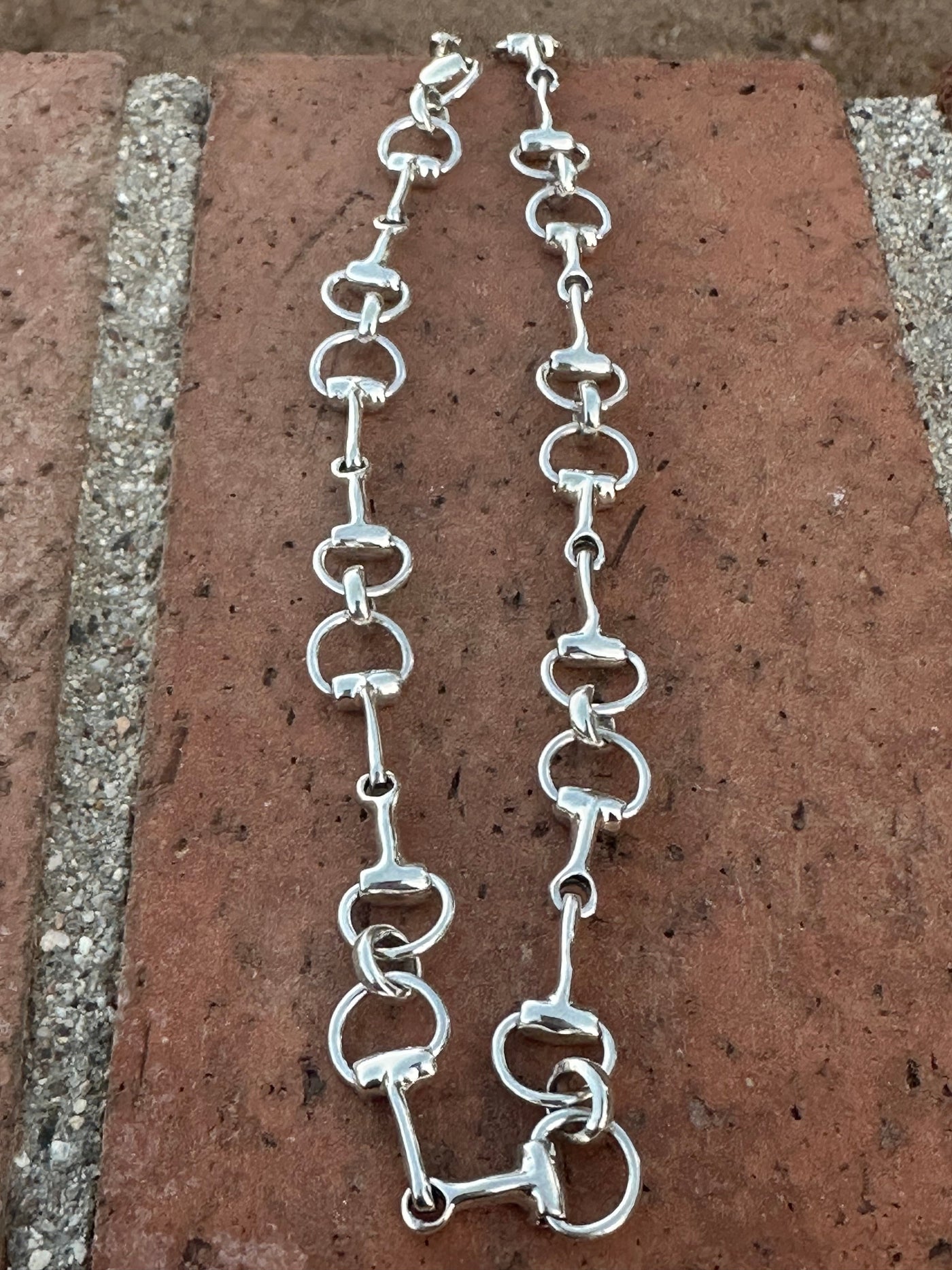 Sterling Silver Snaffle Bit Chain Necklace 20”