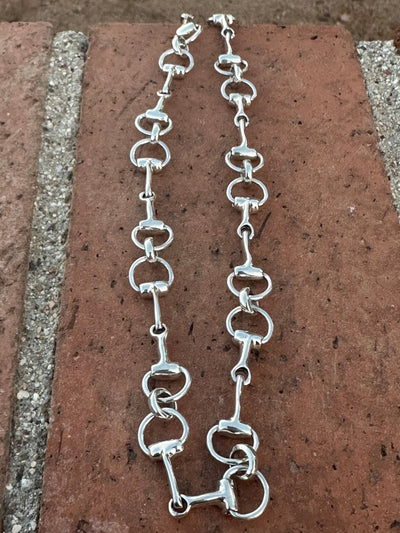 Sterling Silver Snaffle Bit Chain Necklace 20”