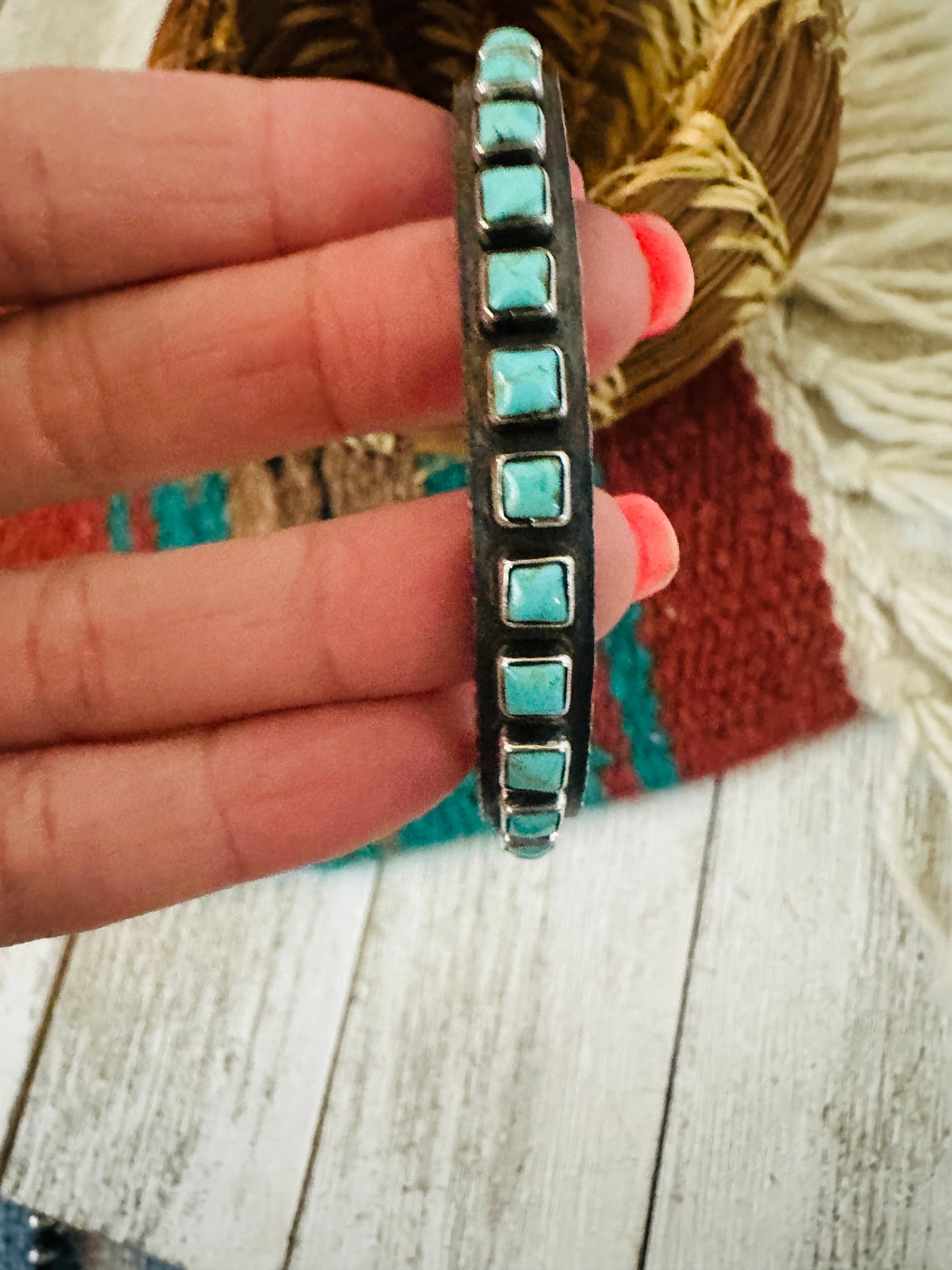 Handcrafted Turquoise & Sterling Silver Cuff Bracelet