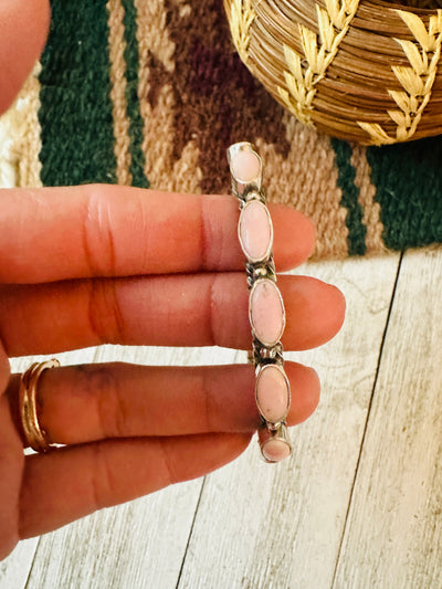 Handcrafted Queen Pink Conch Shell & Sterling Silver Cuff Bracelet