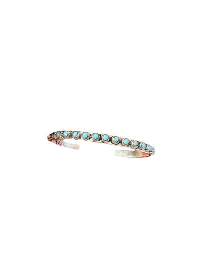Handcrafted Petit Point Cluster Turquoise & Sterling Silver Cuff Bracelet
