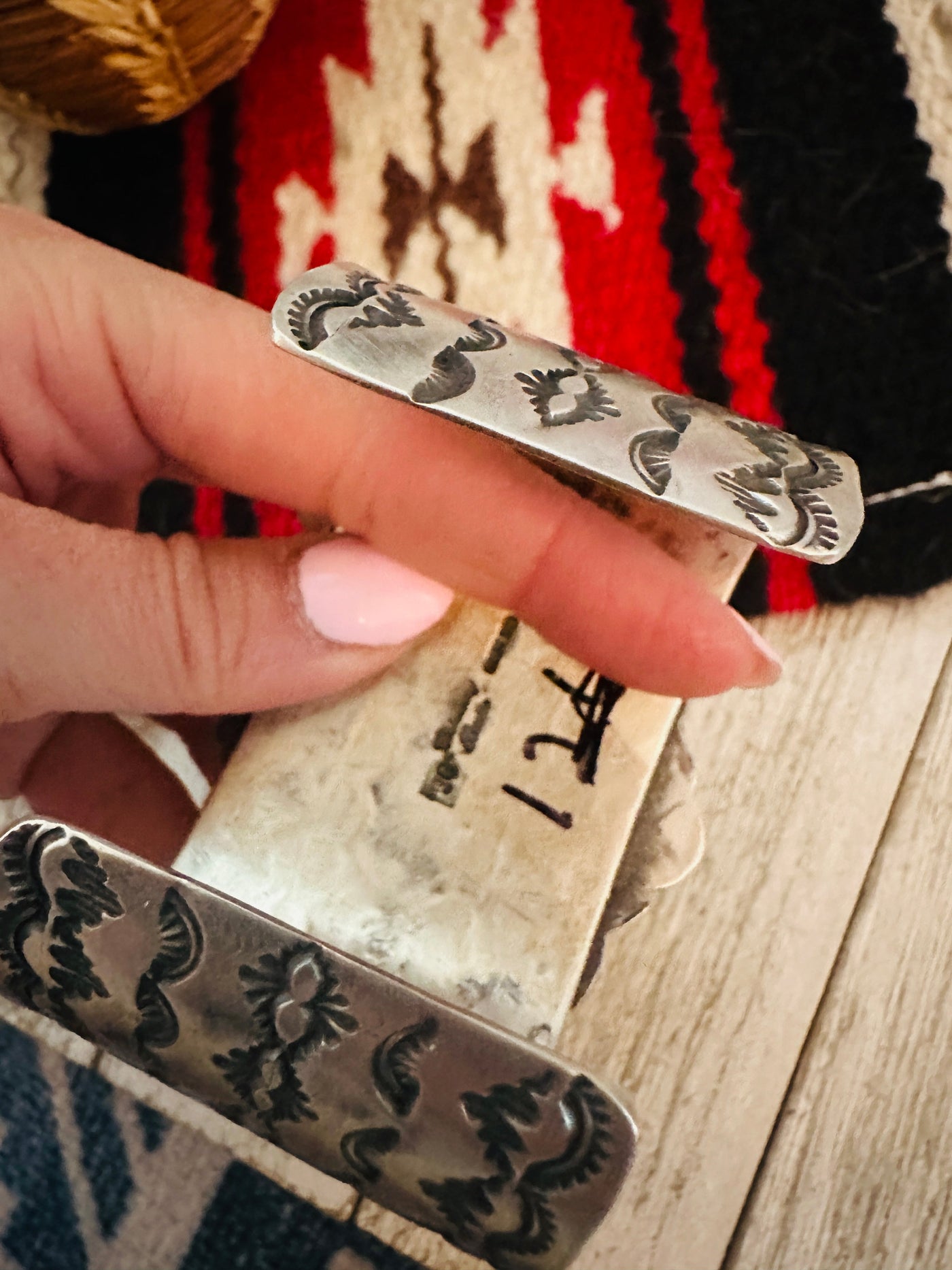 Handcrafted Queen Pink Conch Shell & Sterling Silver Cuff Bracelet by Chimney Butte