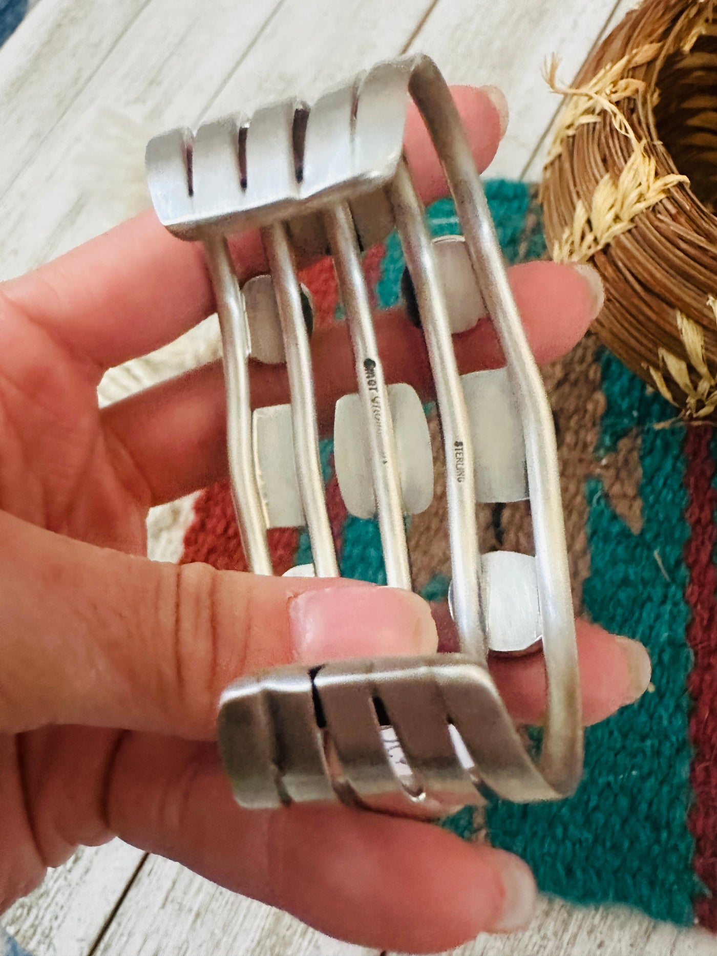 Handcrafted Royston Turquoise & Sterling Silver Cuff Bracelet /