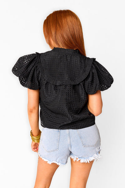 Leeland Puff Sleeve Top - Black