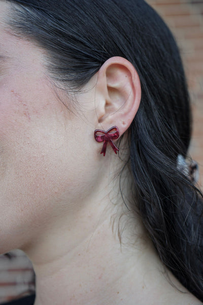 Bow Studs - Maroon