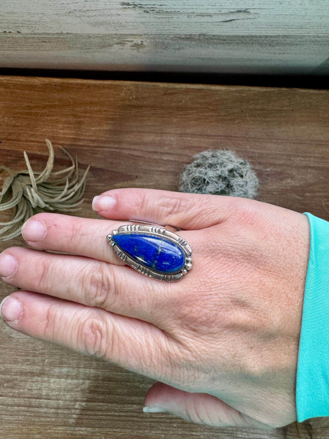 Lapis ring  -adjustable - Lapis and sterling silver