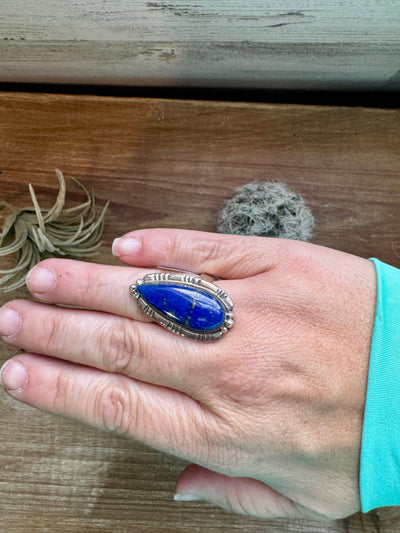 Lapis ring  -adjustable - Lapis and sterling silver