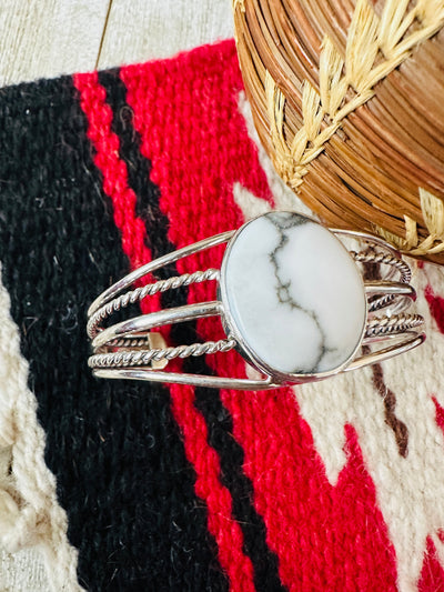 Handcrafted Howlite & Sterling Silver Cuff Bracelet