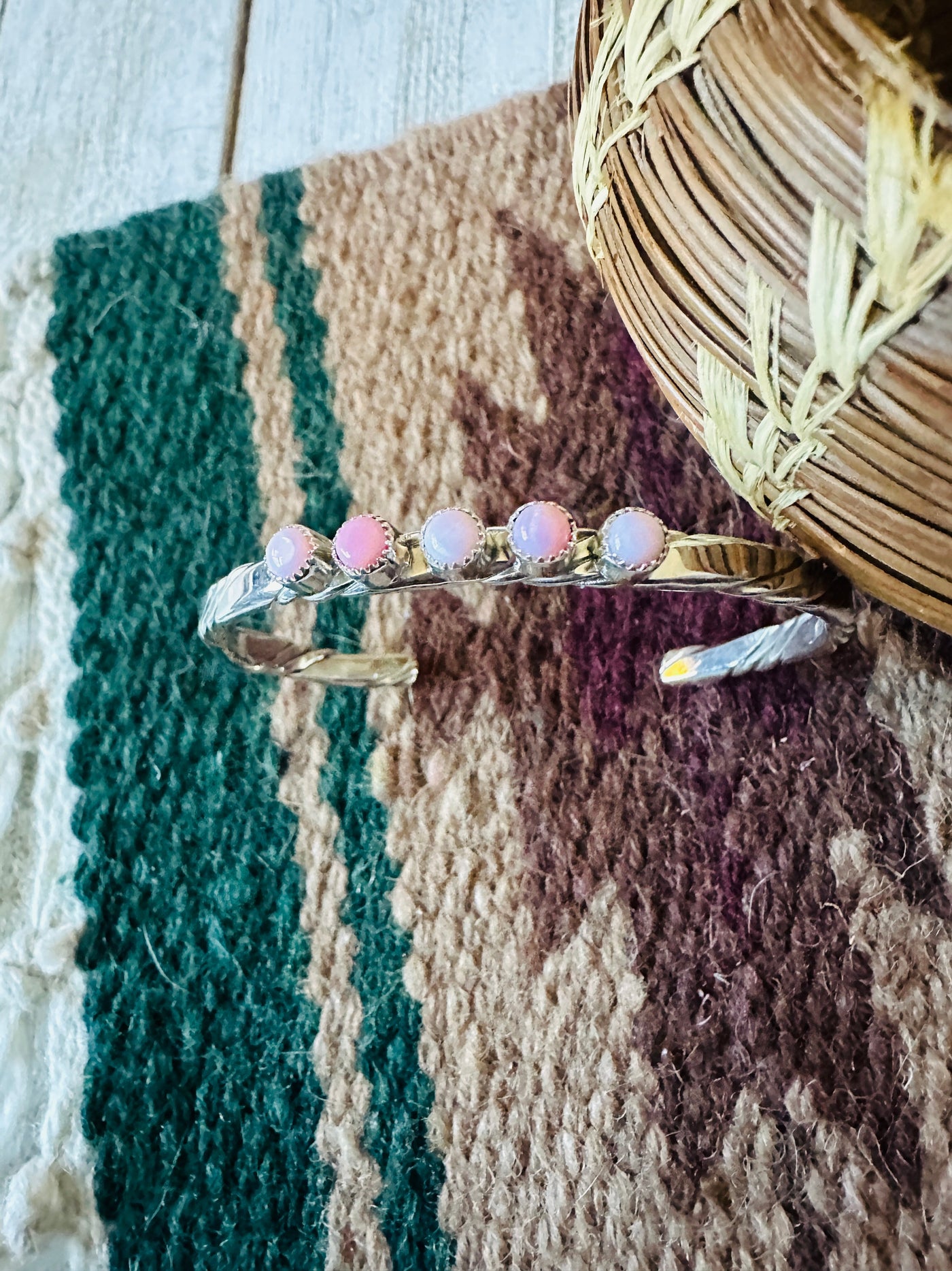 Handcrafted Queen Pink Conch & Sterling Silver Cuff Bracelet