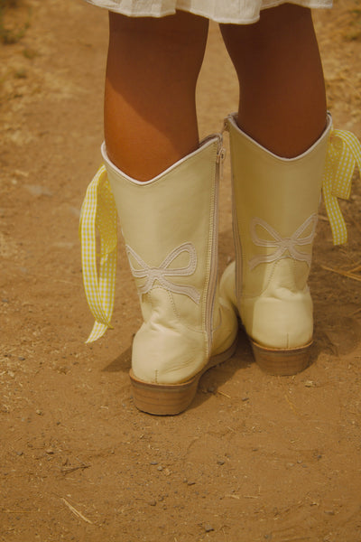 Chasing Daisies Butter Yellow Toddler Cowgirl Boots – Vegan Leather Western Boots for Girls