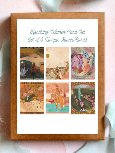 Ranching Women Western Blank Greeting Card Set