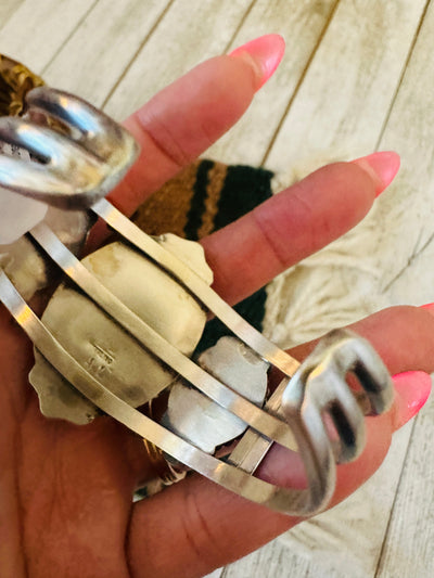 Handcrafted Cotton Candy & Sterling Silver Cuff Bracelet