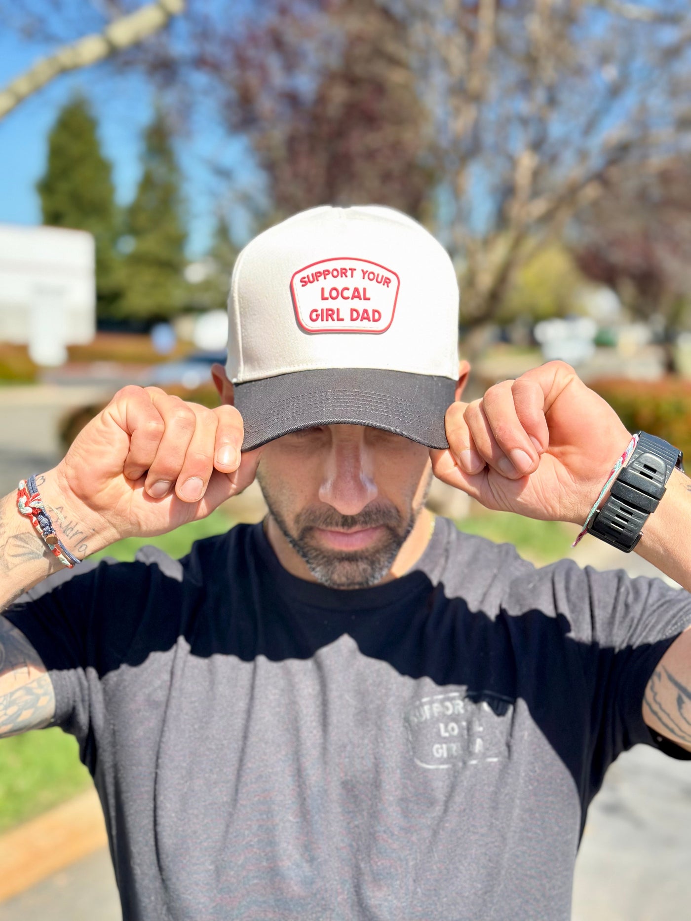 Support Your Local Girl Dad 5-Panel (Cream/Black)