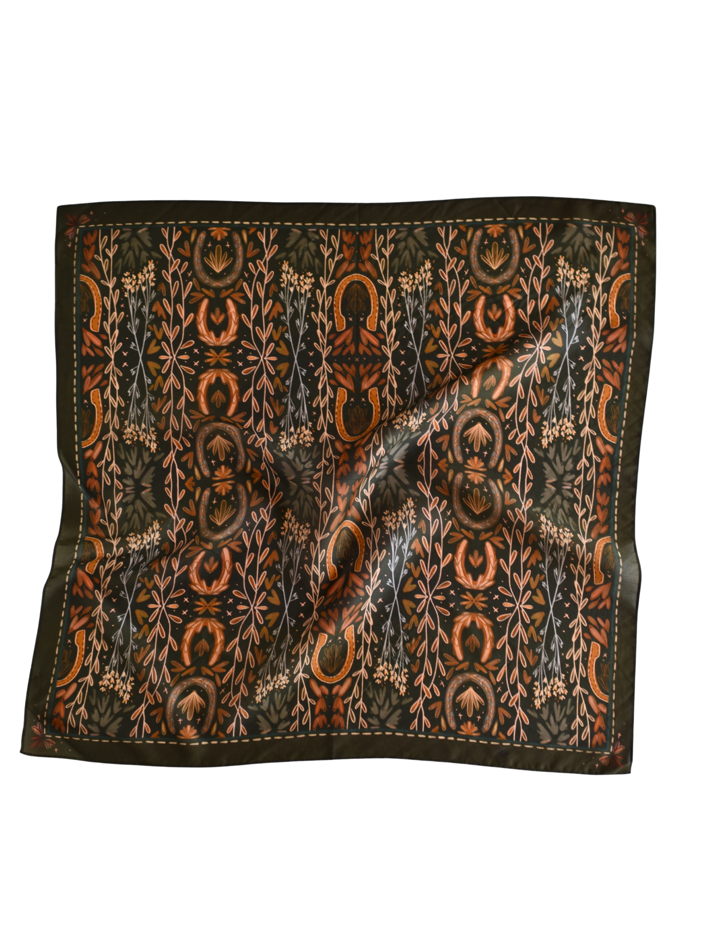 Western Harvest in Deep Juniper Silk Wild Rag Scarf