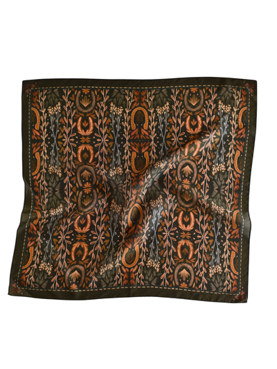 Western Harvest in Deep Juniper Silk Wild Rag Scarf