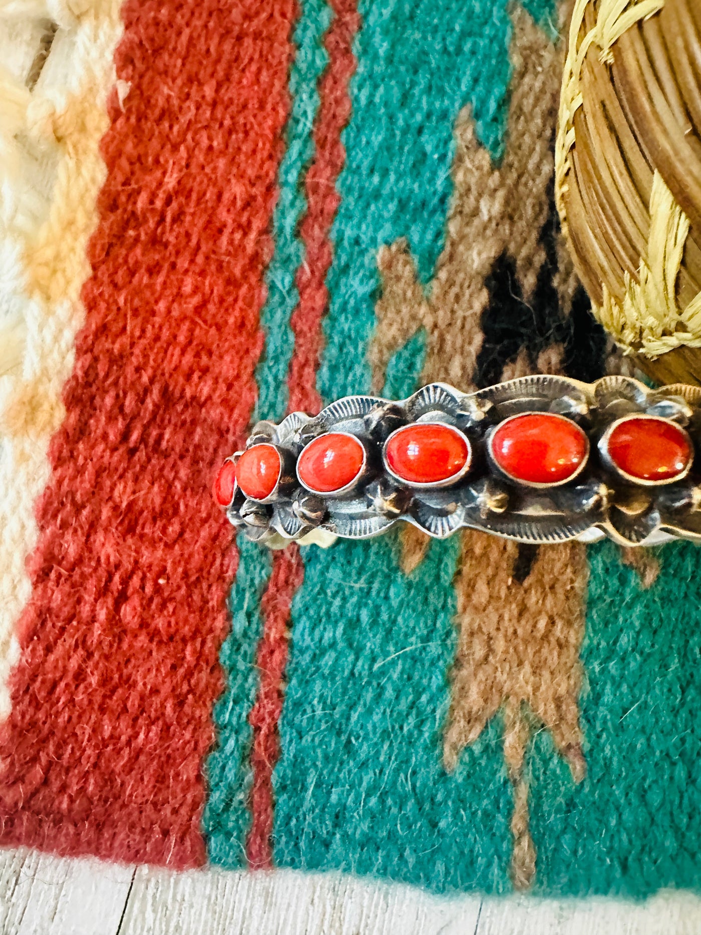 Coral & Sterling Silver Cuff Bracelet by Shawn Cayatineto /