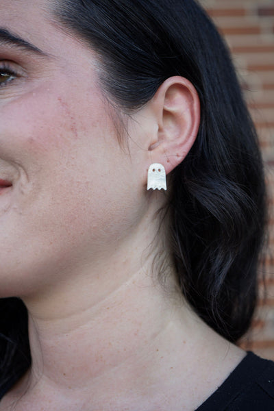 Mini Ghost Studs - White Shimmer