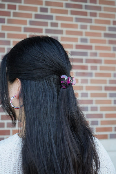 Claire Hair Claw Trio - Blue Tortoise, Snow Tortoise, and Fuchsia Tortoise