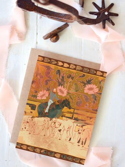 Ranching Women Western Blank Greeting Card Set