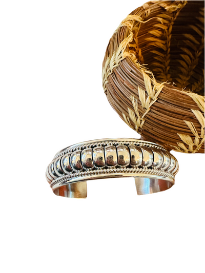 Handcrafted Rolled Sterling Silver Cuff Bracelet by Tom Charley