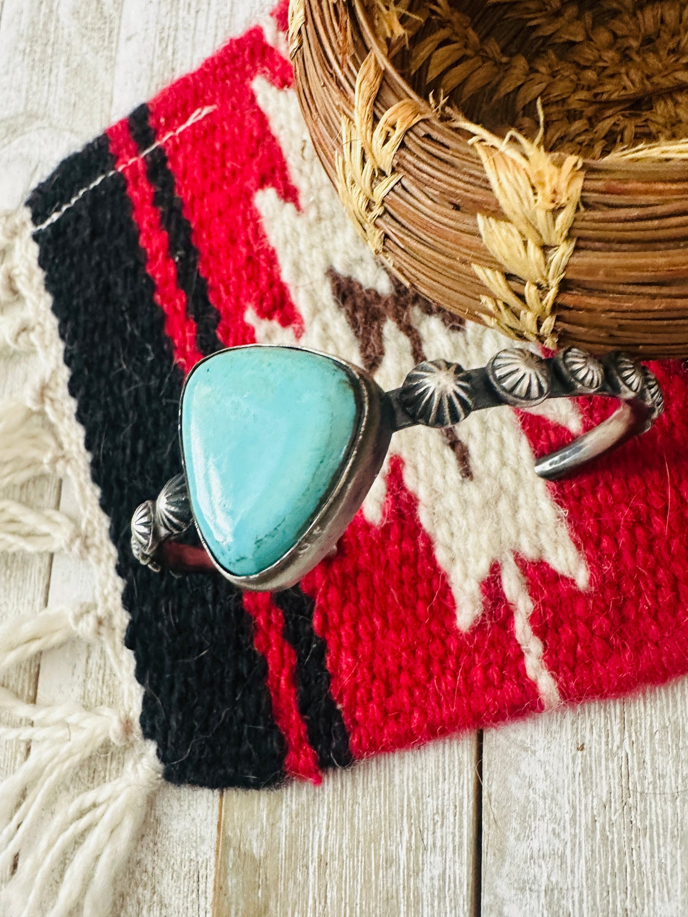 Handcrafted Turquoise & Sterling Silver Cuff Bracelet by Chimney Butte