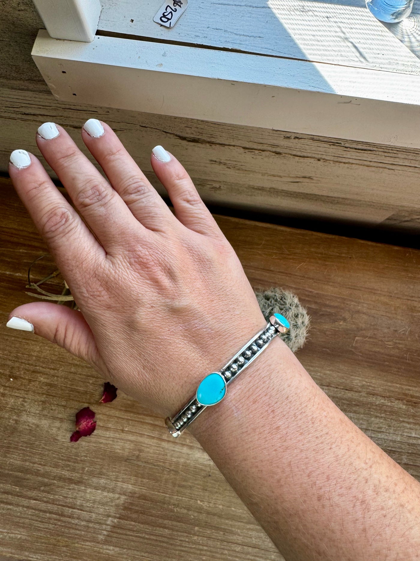 Sterling silver bangle Bracelet with kingman turquoise