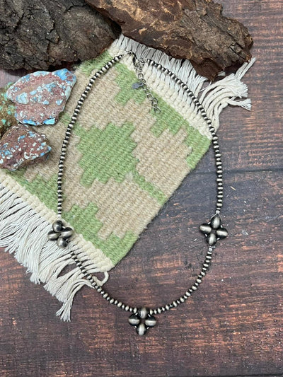 Handmade Sterling Silver Beaded Necklace "Signed Nizhoni" (8)