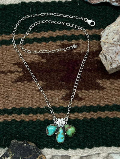 Handmade Sterling Silver Sonoran Mountain Turquoise Necklace "Signed Nizhoni"