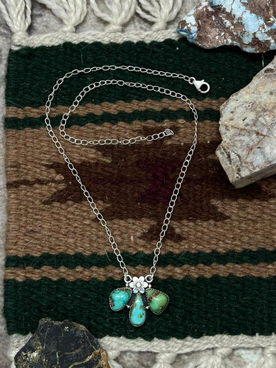 Handmade Sterling Silver Sonoran Mountain Turquoise Necklace "Signed Nizhoni"