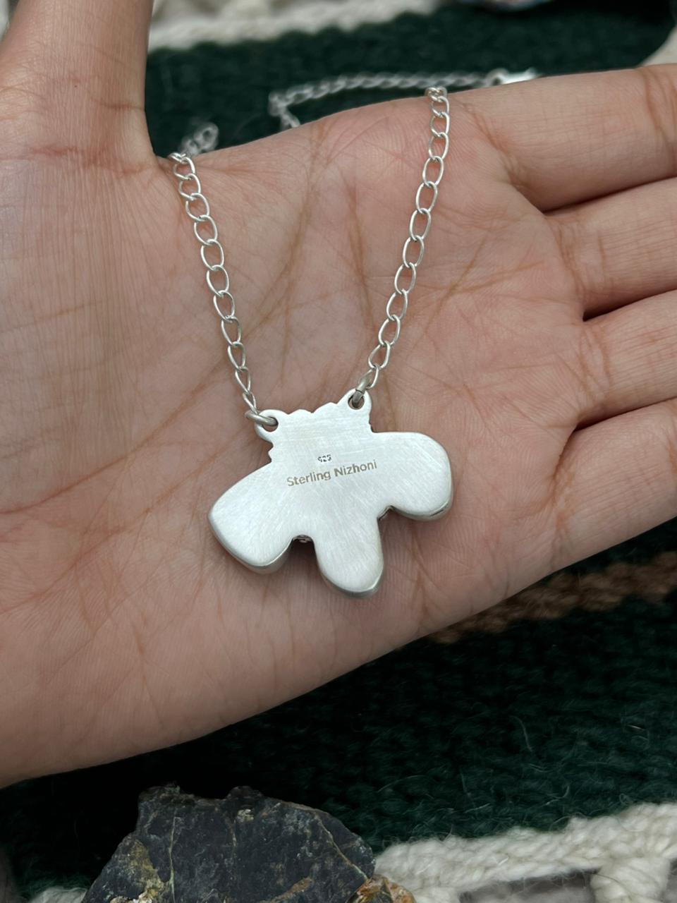 Handmade Sterling Silver Sonoran Mountain Turquoise Necklace "Signed Nizhoni"