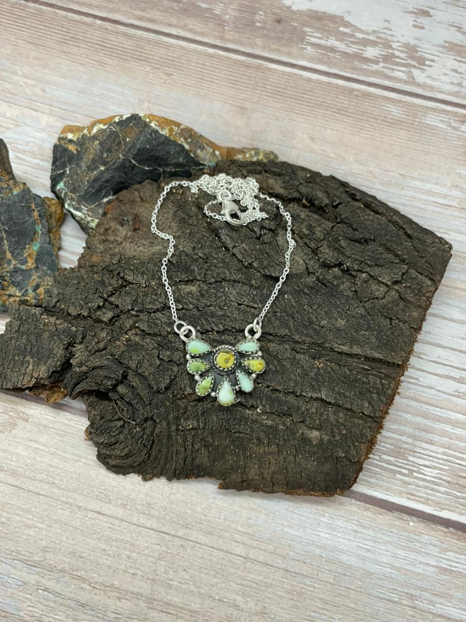 Handmade Sterling Silver Palomino Turquoise Necklace "Signed Nizhoni"