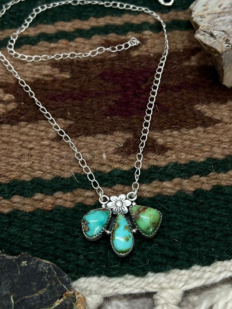 Handmade Sterling Silver Sonoran Mountain Turquoise Necklace "Signed Nizhoni"