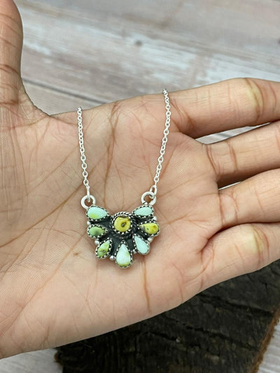 Handmade Sterling Silver Palomino Turquoise Necklace "Signed Nizhoni"