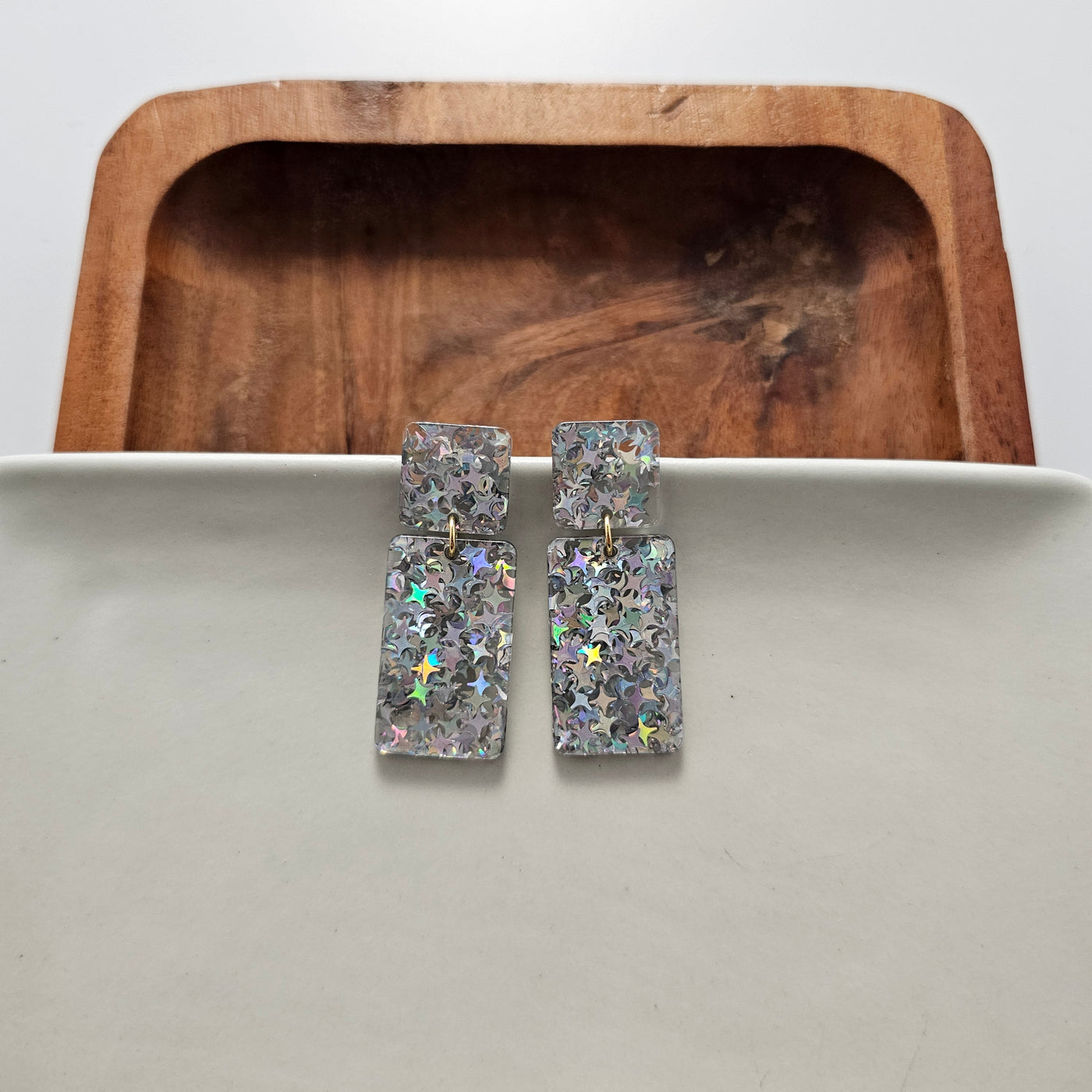 Ida Earrings - Silver Glitter