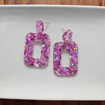 Margot Earrings - Pink Glitter