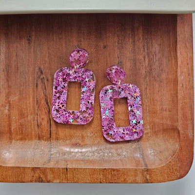 Margot Earrings - Pink Glitter