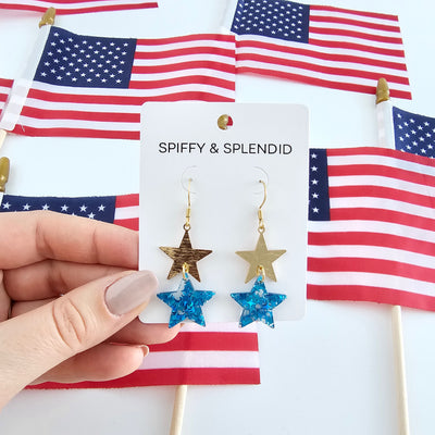Starry Earrings - Blue Glitter