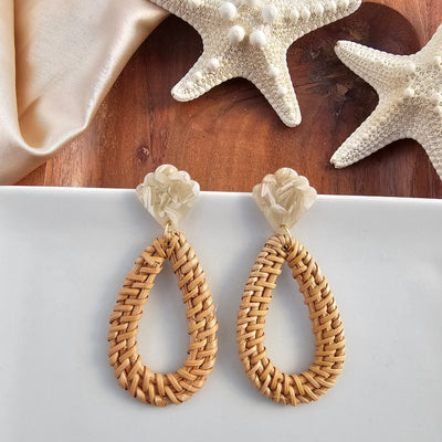 Malia Earrings - Dark Rattan