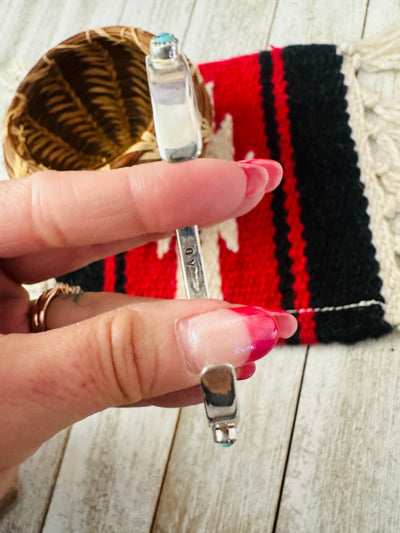 Handcrafted Petit Point Cluster Turquoise & Sterling Silver Cuff Bracelet