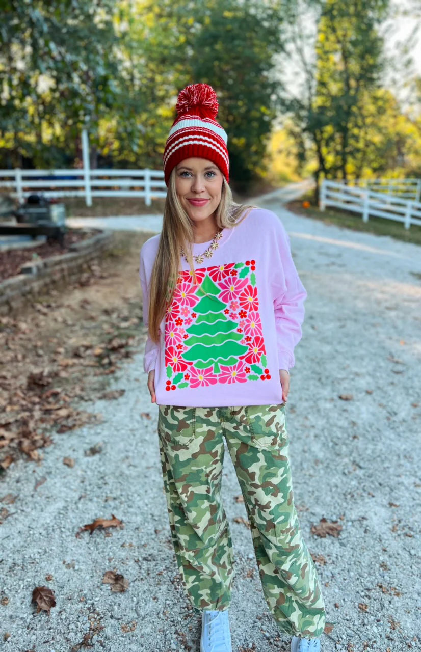 Pink Christmas Tree Sweatshirt